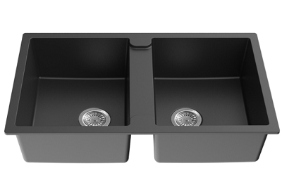 Quartz Double Bowl Kitchen Sink 860mm QKS8650D-MB